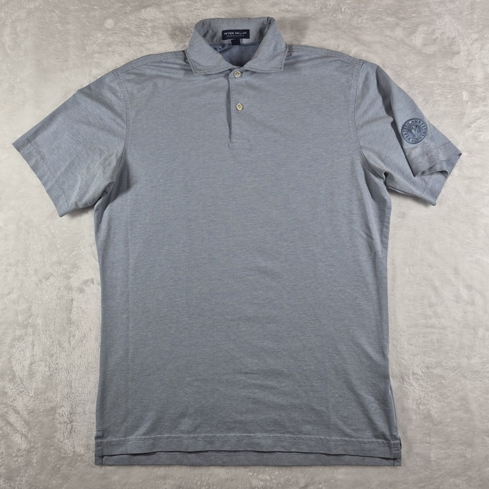 Peter Millar Crown Crafted Polo Shirt Men's Small Blue Golf Performance Logo